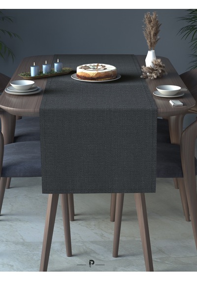Br Perle Perle Home Keten Dokulu Runner Koyu Gri Renk Dekoratif Şık Runner Örtü