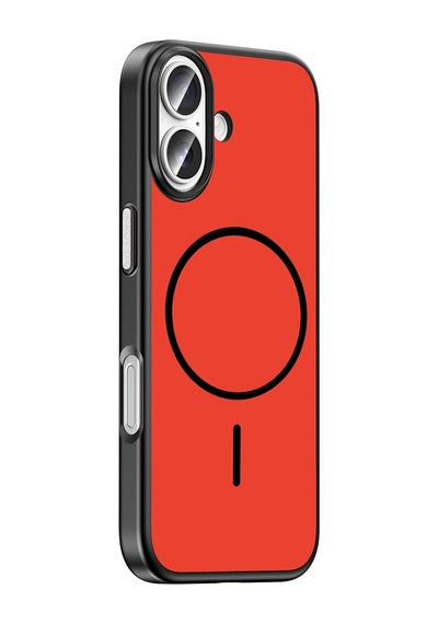 Apple iPhone Uyumlu 17 Kılıf M-safe Şarj Özellikli Zore Lora Pc Kapak - Kırmızı-gri