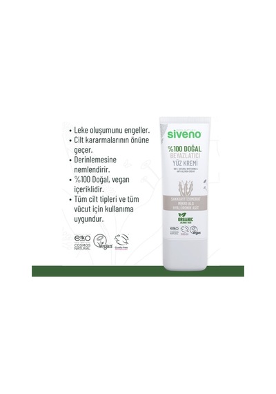 Siveno Doğal Beyazlatıcı Yüz Kremi 30 Ml