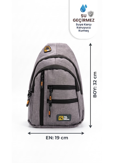 Esvelans Unisex Çok Bölmeli Çapraz Ayarlanabilir Askılı Göğüs Omuz Çantası Gri