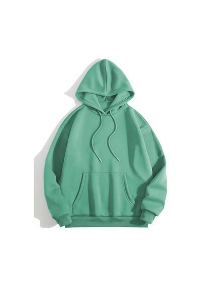 Erkek Düz Kapüşonlu Sweat - Mint Yeşili 001