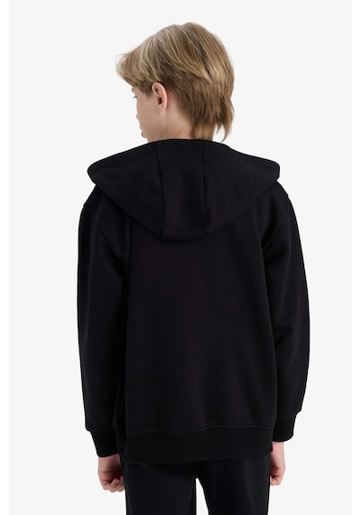 Defacto Erkek Çocuk Kapüşonlu Basic Düz Okul Fermuarlı Sweatshirt X7382a625wnbk81 Siyah