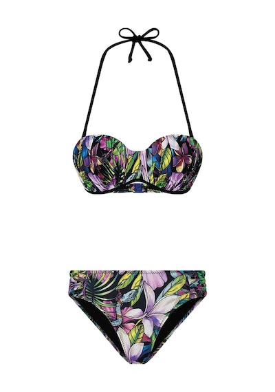 Bonesta Begnas Renkli Zambak Desenli Straplez Bikini Takımı