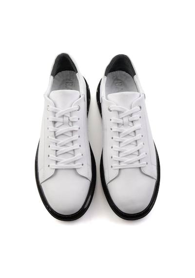 Beyaz Hakiki Deri Erkek Sneaker E01080902143 Beyaz