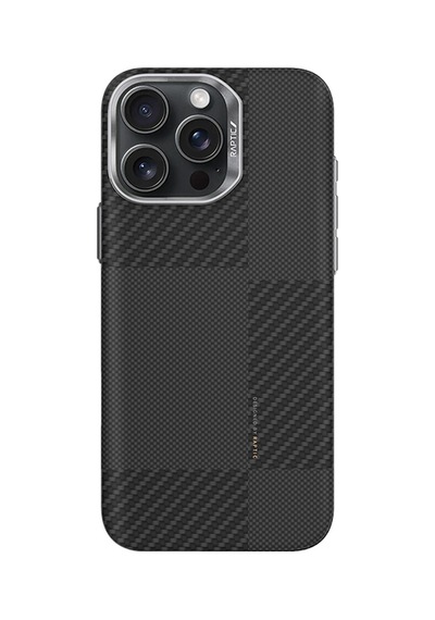 Apple iPhone 16 Pro Max Kılıf Magsafe Uyumlu 600d Raptic Aramid Fiber Croxx Mondrian Serisi Kapak Siyah