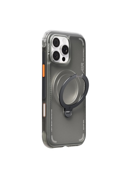Torras Apple iPhone Uyumlu 16 Pro Max O Stand Spin Air Serisi Magsafe Kılıf Siyah