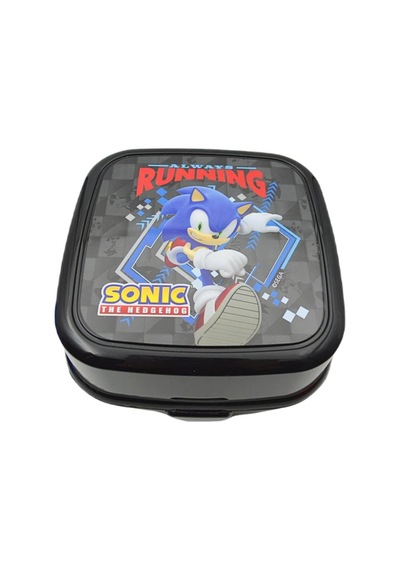 Sonic 4 Bölmeli Beslenme Kabı, Kaşık Ve Çatal İçinde, Siyah Çok Renkli