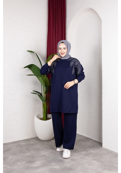 Hira Life Fashion Moda Efsa Kadın Lacivert Tesettür Giyim Zarif Taş Detaylı Tunik & Pantolon İkili Takım Lacivert Lacivert Hira Life Fashion Moda Efsa Kadın Lacivert Tesettür Giyim Zarif Taş Detaylı Tunik & Pantolon İkili Takım Lacivert Lacivert