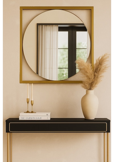 Effe Gold Metal Çerçeveli 70 Cm Dekoratif Ayna