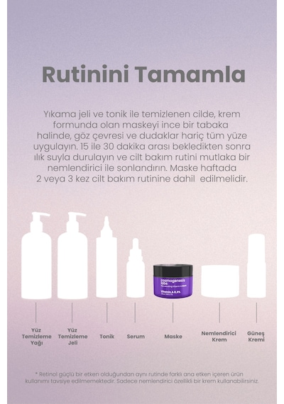 Cosmogenesis Labs %0.3 Retinol Krem Maske 50ml - Durulanan Yüz Maskesi Canlandırıcı   Vegan