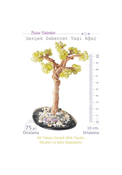 Zebercet Peridot Taşı Ağaç - Akik Plakalı Obje