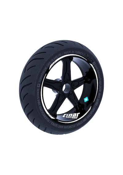 Süt Beyaz 4 Parçalı Keskin Jant Şeridi Sticker Çınar Extreme
