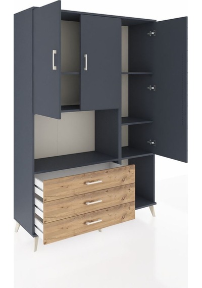 Hyperion Dolap 6 Raflı 3 Çekmeceli 3 Kapaklı 132x44x195 Antrasit-antrasit/çam Antrasıt/atlas Çam Hyperion Dolap 6 Raflı 3 Çekmeceli 3 Kapaklı 132x44x195 Antrasit-antrasit/çam Antrasıt/atlas Çam
