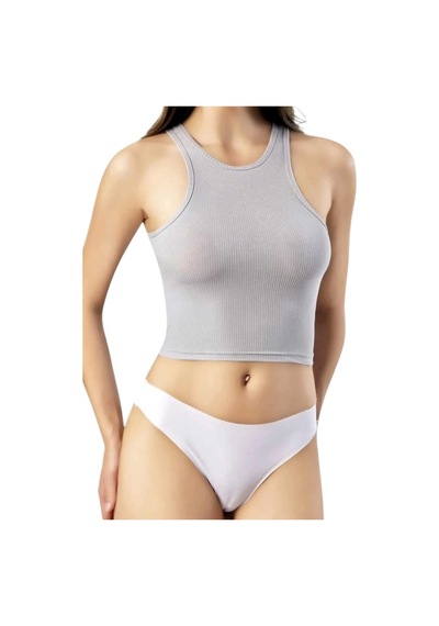 Uniquetrenders Kadın Geniş Askılı Kaşkorse Crop 3'lü Set Gri