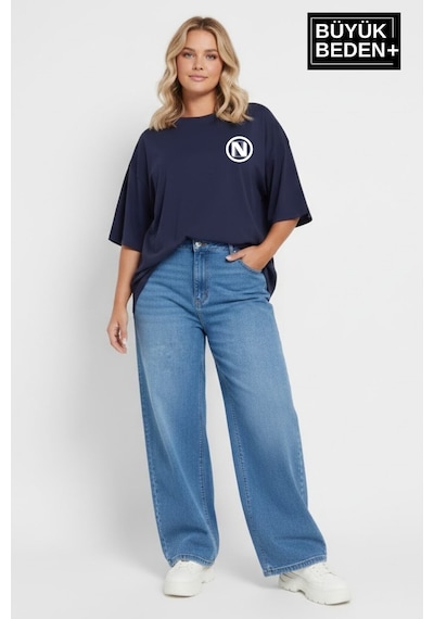 Superlife Kadın Büyük Beden N Baskılı 3xl-6xl Bisiklet Yaka Tshırt Spr26btsk510-19 Lacivert Superlife Kadın Büyük Beden N Baskılı 3xl-6xl Bisiklet Yaka Tshırt Spr26btsk510-19 Lacivert