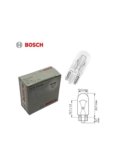 Bosch 24v Dipsiz Ampul T10 5w 10 Adet