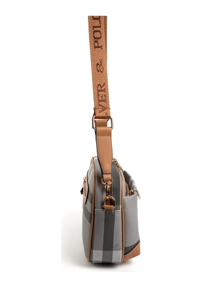 Silver Polo Sp1094 Kadın Çapraz Çanta Ekose Gri-a.taba