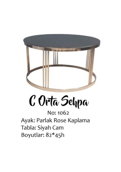 Orta Sehpa C Brc Model Düz Siyah Temper Cam Metal Çelik Rose Renk Kaplama Ayak El Yapım Orta Sehpa C Brc Model Düz Siyah Temper Cam Metal Çelik Rose Renk Kaplama Ayak El Yapım