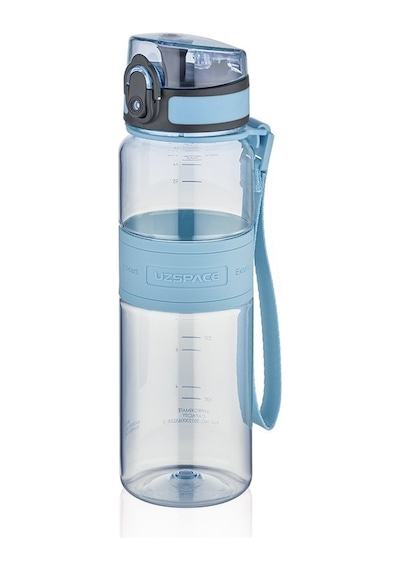Uzspace 4106 600ml Tritan Matara Pipetli Şeffaf Gövde Mavi