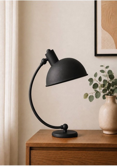 Arco Siyah Metal Masa Lambası Modern Ayarlanabilir Çalışma Ve Okuma Lambası, E27 Led Uyumlu Hareketli Başlıklı Dekoratif Ofis Ve Çalışma Masası Abajuru 24985219