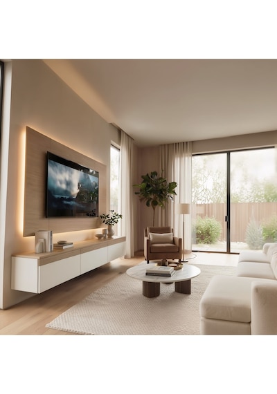 Purelıne Ledli Duvar Tv Ünitesi 140 Cm Meşe Beyaz Beyaz-meşe 140 Cm