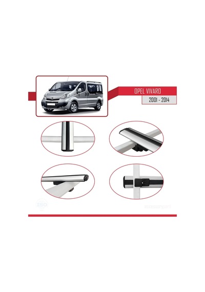 Opel Vivaro 2001-2014 Arası İle Uyumlu Basic Model Ara Atkı Tavan Barı Gri 3 Adet