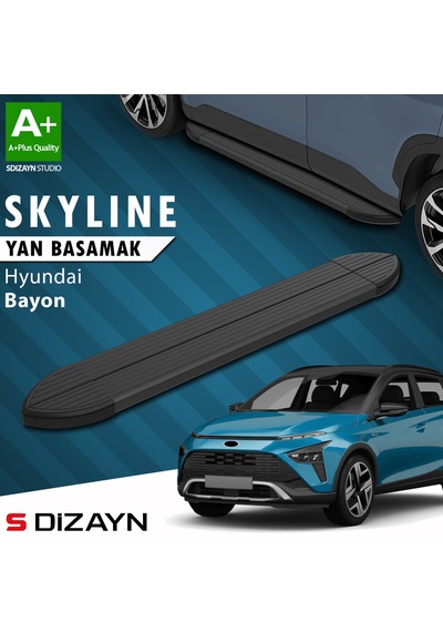 S-dizayn Hyundai Bayon Skyline Siyah Yan Basamak 173 Cm 2021-2024 A+ Kalite