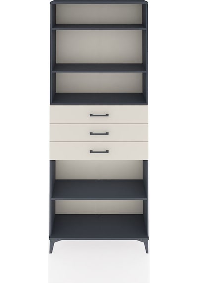 Arges Dolap 4 Raflı 3 Çekmeceli 88x30x221 Antrasit-aytaşı Antrasit