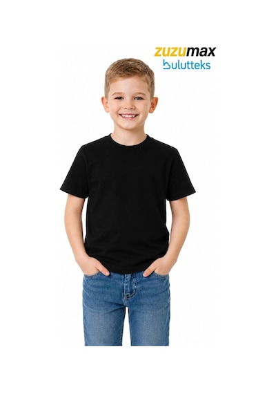 Bulutteks Ataş Sade Siyah Okul Ve Günlük Ünisex Tişört 23 Nisan Vb Etkinlikler T-shirt