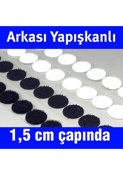 1000 Adet 1,5 Cm Çap Arkası Yapışkanlı Yuvarlak Cırt Cırtlı Bant