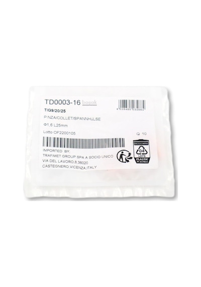 Td0003-16 1,6 Mm Fındık Collet-pens 13n22 Tig 9-20 Trafimet