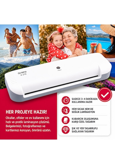 A 210 Set 4 İn 1 Trend Laminasyon Makinesi Ve 15 Adet Pvc Film