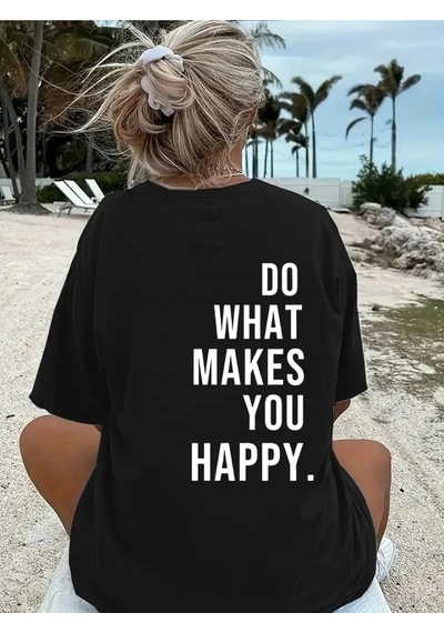 Cojans Baskılı Oversize Bisiklet Yaka T-shirt - Siyah Karışık