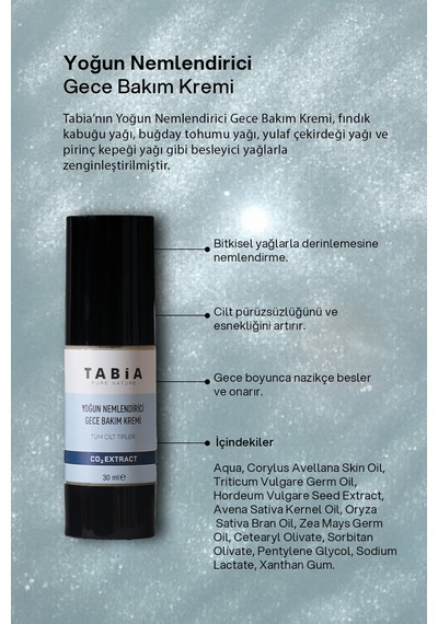 Tabia Yoğun Nemlendirici Gece Bakım Kremi 30 ML