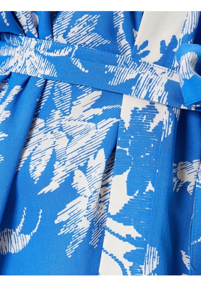 Koton Oversize Kimono Viskon Çiçekli Kuşaklı Mavi Desenli 4sak50028ew Mavi Desenli