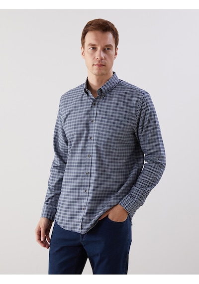 Lcwaıkıkı Classic Yeşil Regular Fit Uzun Kollu Ekose Oxford Erkek Gömlek