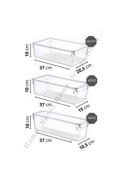 Nandy Home Kapaklı 9'lu Set Tall Clear Buzdolabı & Dolap Içi Düzenleyici Organizer Şeffaf