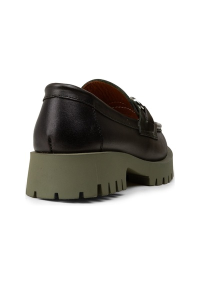 Deery Kadın Yeşil Hakiki Deri Tokalı Loafer - 02037zyslc01