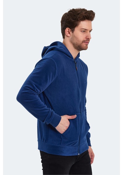 Slazenger Samson 2 Li Set Erkek Fermuarlı Kapüşonlu Cepli Sweatshırt Siyah - İndigo