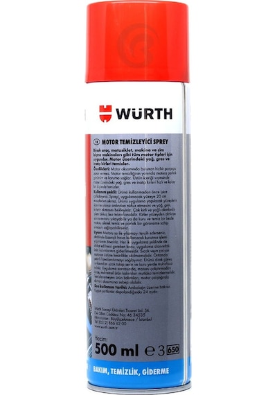 Würth 3x Motor Temizleyici Sprey 500 Ml Su Gerekmez