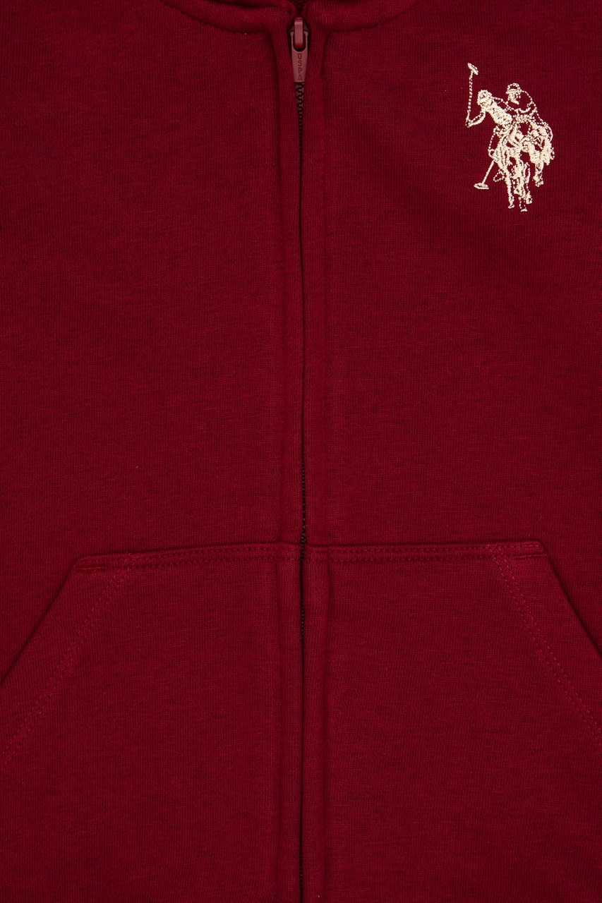 U.S. Polo Assn. Erkek Çocuk Bordo Fermuarlı Kapüşonlu Sweatshirt 50316706-VR014