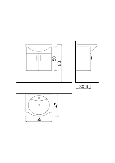 Denko Akyazı 55 Cm Mdf Banyo Dolabı. Alt Modül Ve Lavabo Çok Renkli