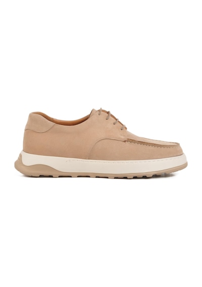 Ayakmod Premium 8212 M Bej Nubuk Hakiki Deri Erkek Sneaker Bej