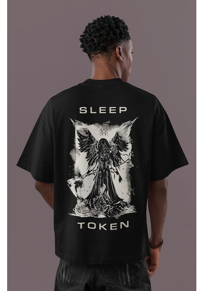 Özel Tasarım Sleep Token Sırt Baskılı Unisex Oversize Rock Metal Siyah