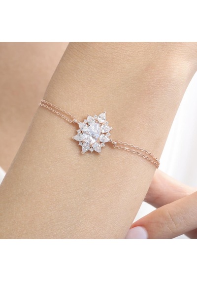 Mia Vento Effective Diamond Londra Tutkusu Rose Renk Işıltılı Gümüş Bileklik