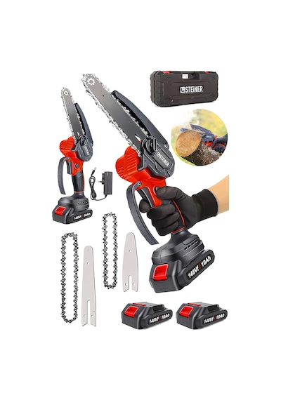 Alman 148 Vf 10 Ah%100 Kömürsüz Motor Akülü Dal Kesme Budama Testere Bıçkı Makinesi 15 Cm Kırmı