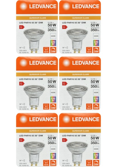 6 Adet Ledvance 6w Ilık Beyaz 4000k Dim Edilebilir Gu10 Duylu Cam Spot Ampul