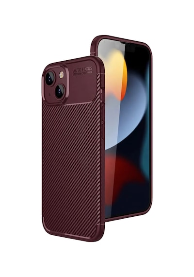 Newface Apple Uyumlu iPhone 15 Kılıf Auto Focus Karbon Kapak - Bordo