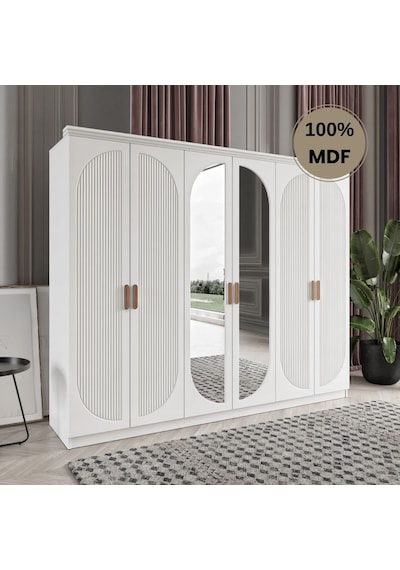 Soho 6 Kapak Mdf Gardırop Beyaz