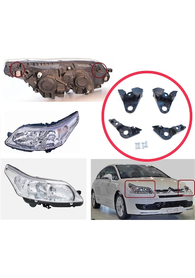 Citroen C4 Mk1 Lc Coupe 2004-2010 İçin Sağ Sol Ön Far Tamir Seti